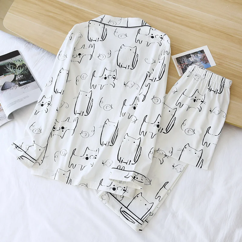 2PCS Cute Cartoons Pajamas Set Pure Cotton Long Sleeve trouser Suit For Women Spring And Summer Lounge Wear Home Service
2PCS Cute Cartoons Pajamas Set Pure Cotton Long Sleeve trouser Suit For Women Spring And Summer Lounge Wear Home Service