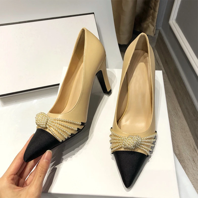 Spring New High Heels Women's Fashion Pearl Tip Sexy Dress Shoes Suede Ladies Heeled Shoes Woman Pumps Btalon Femme
Spring New High Heels Women's Fashion Pearl Tip Sexy Dress Shoes Suede Ladies Heeled Shoes Woman Pumps Btalon Femme