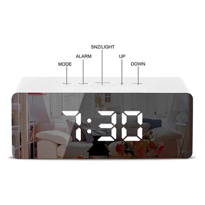 LED Mirror Alarm Clock Digital Snooze Wake Up Table Clock Light Electronic Large Time Temperature Display Clock Home Decoration
LED Mirror Alarm Clock Digital Snooze Wake Up Table Clock Light Electronic Large Time Temperature Display Clock Home Decoration