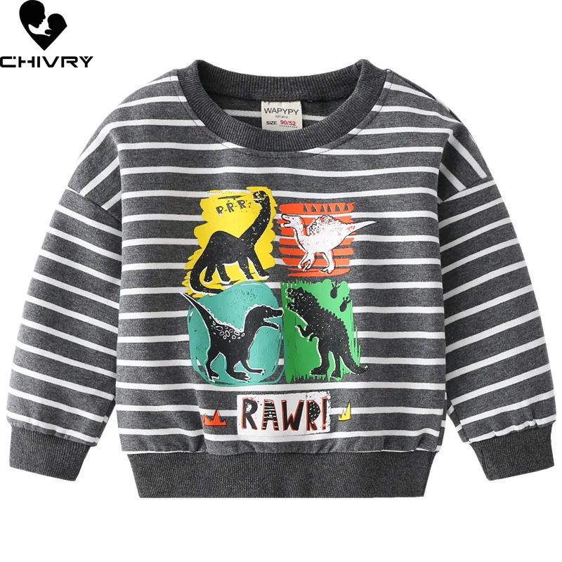 New 2021 Kids Autumn Winter Fashion Sweatshirt Boys Striped Dinosaur O-neck Pullover Tops Children Hoodies Sweatshirts Clothing
New 2021 Kids Autumn Winter Fashion Sweatshirt Boys Striped Dinosaur O-neck Pullover Tops Children Hoodies Sweatshirts Clothing