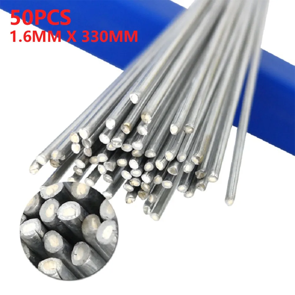 

50pcs Aluminum Welding Rods Solution Welding Flux Cored Low Temperature Wire Brazing Rod 1.6x330mm Easy Melt Soldering Accessory