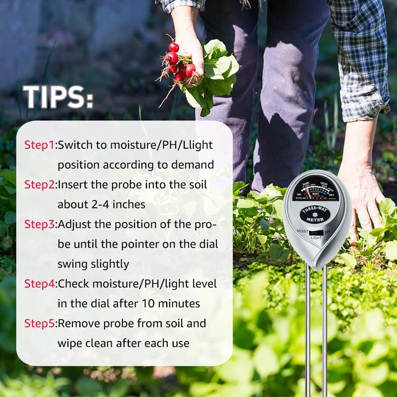 Soil Tester 3-In-1 Soil Moisture Light and PH Acidity Tester Plant Tester Soil Moisture Sensor Meter Plant Care Hygrometer Water
Soil Tester 3-In-1 Soil Moisture Light and PH Acidity Tester Plant Tester Soil Moisture Sensor Meter Plant Care Hygrometer Water