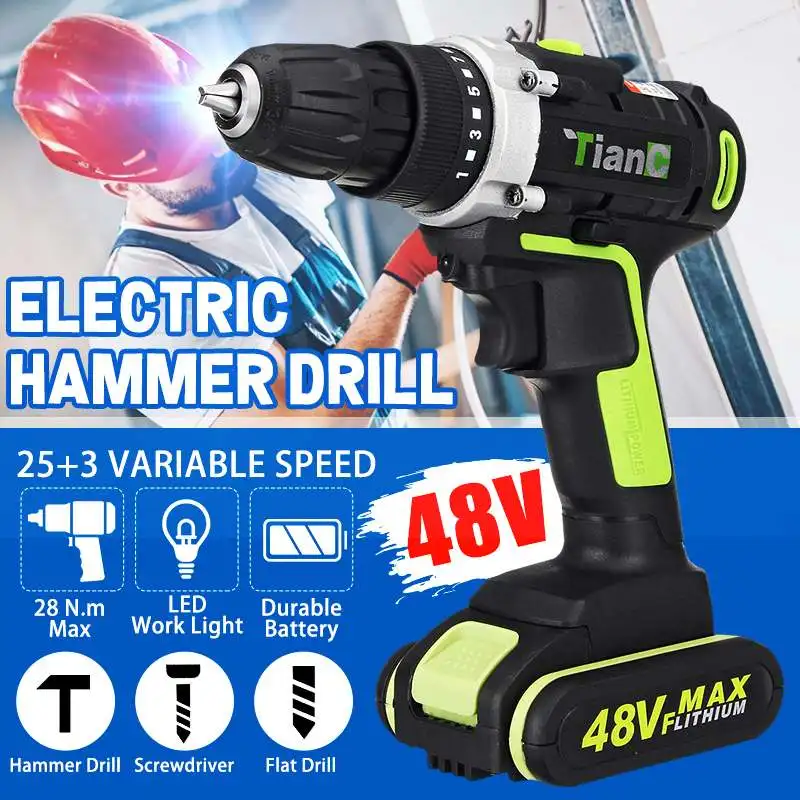 48V Cordless Drill Electric Screwdriver Mini Wireless Power Driver Electric Drill With 2pcs Rechargeable Lithium-Ion Battery
48V Cordless Drill Electric Screwdriver Mini Wireless Power Driver Electric Drill With 2pcs Rechargeable Lithium-Ion Battery