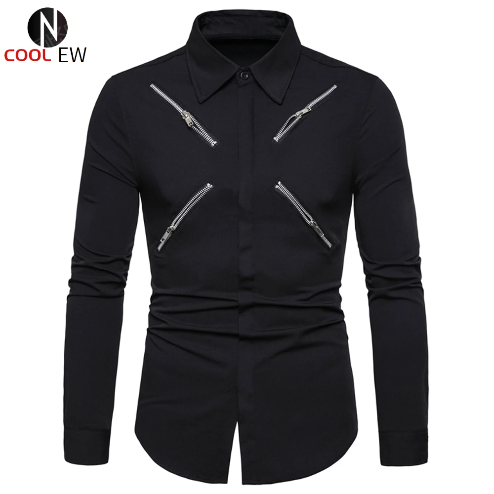 Мужская летняя рубашка на молнии, с длинным рукавом
Мужская летняя рубашка на молнии, с длинным рукавом