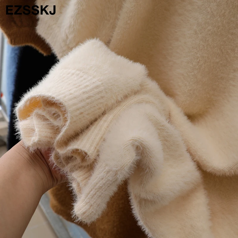 2020 Fall Winter V-neck Short Lantern Sleeve Thick Sweater Dress Fur Women Loose Mini Female Chic Straight
2020 Fall Winter V-neck Short Lantern Sleeve Thick Sweater Dress Fur Women Loose Mini Female Chic Straight
