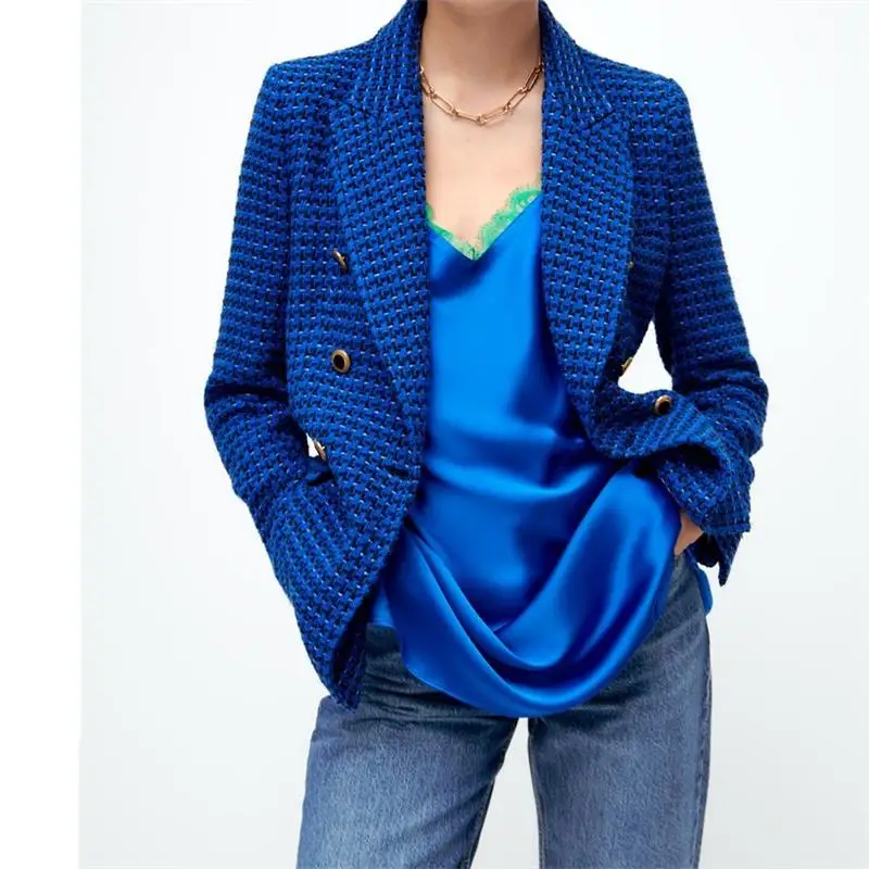 MESTTRAF Women 2021 Fashion Tweed Double Breasted Blazer Coat Vintage Long Sleeve Flap Pockets Female Outerwear Streetwear
MESTTRAF Women 2021 Fashion Tweed Double Breasted Blazer Coat Vintage Long Sleeve Flap Pockets Female Outerwear Streetwear