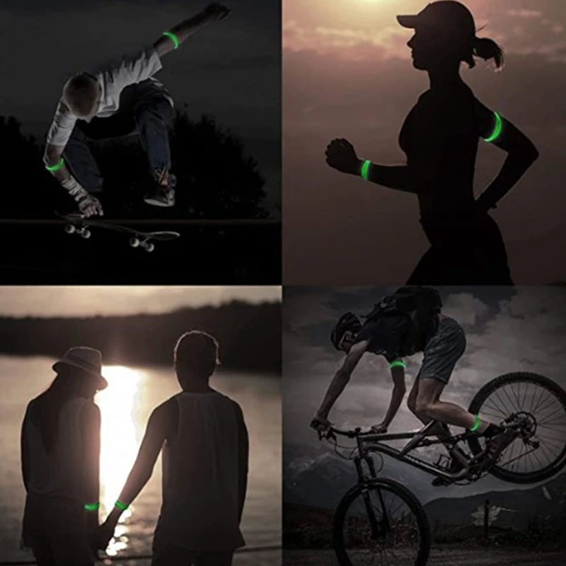 2Pcs Running Light for Runners Rechargeable LED Armband Reflective Running Gear, LED Light Up Band for Bikers Walkers