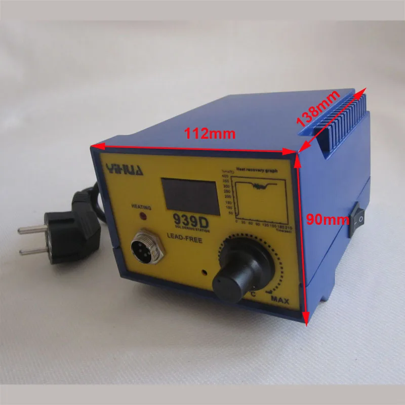 YIHUA 939D Soldering Station Anti Static Lead-free Precision High Power Fast Heating for Mobile Motherboard IC Repair
YIHUA 939D Soldering Station Anti Static Lead-free Precision High Power Fast Heating for Mobile Motherboard IC Repair
