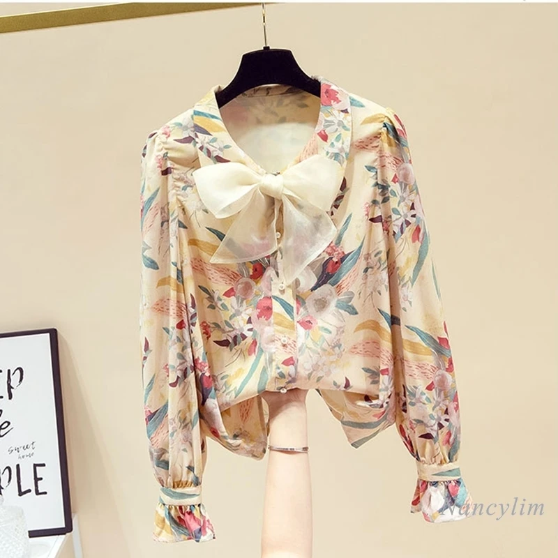 2021 Spring New Elegant Bow Tied Floral Shirt for Women Long Sleeve Doll Collar Girls Ladies All-Match Blouse Tops
2021 Spring New Elegant Bow Tied Floral Shirt for Women Long Sleeve Doll Collar Girls Ladies All-Match Blouse Tops