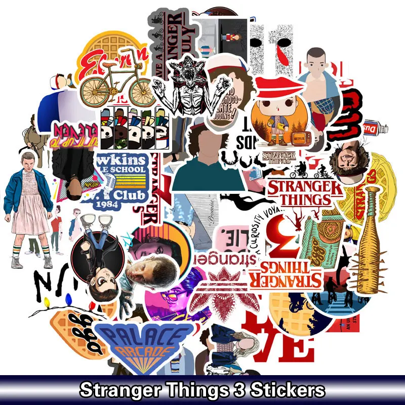 50 шт./компл. наклейки Stranger Things 3 для чемодана телефона ноутбука граффити виниловые