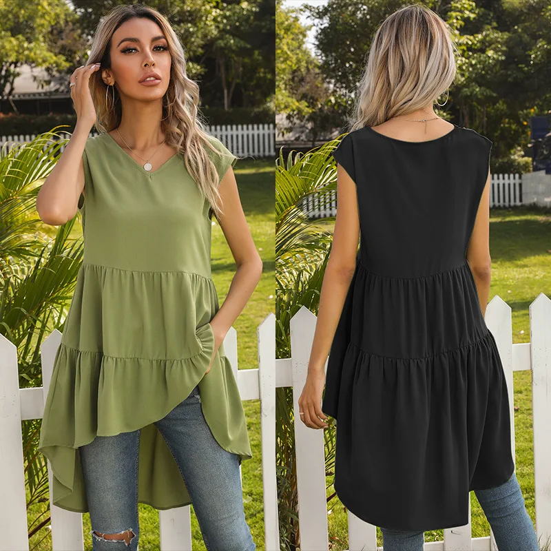 Summer Solid Tank Dress Women 2021 New Casual Ruffles Sleeveless Asymmetrical Ladies V Neck High-low Dress Ladies French Dress
Summer Solid Tank Dress Women 2021 New Casual Ruffles Sleeveless Asymmetrical Ladies V Neck High-low Dress Ladies French Dress