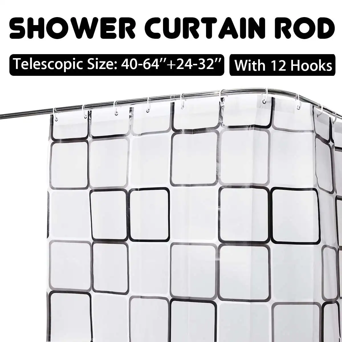 12 PCS Steel Shower Curtain Rail 40-64inch Corner Rail Rod, Bath Tub Pole Track Rod Brush Stainless Steel Shower Curtain rod
12 PCS Steel Shower Curtain Rail 40-64inch Corner Rail Rod, Bath Tub Pole Track Rod Brush Stainless Steel Shower Curtain rod