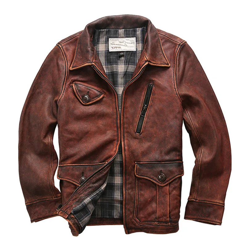 Men's Genuine 2021 Leather Jacket Cowhide Coat Motorcycle Jacket Multi-Pocket Men's Retro Distressed Leather Coat
Men's Genuine 2021 Leather Jacket Cowhide Coat Motorcycle Jacket Multi-Pocket Men's Retro Distressed Leather Coat