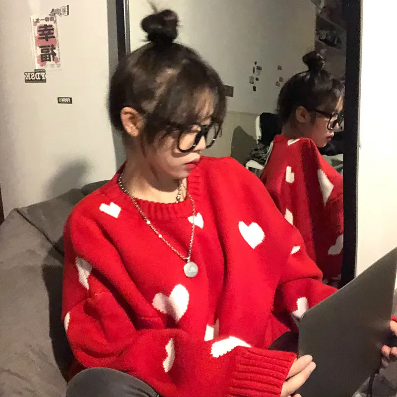 2021 New Autumn Winter Women Sweater Korean Love Heart Knitted Pullover Tops Causal Long Sleeve O-neck Pull Femme
2021 New Autumn Winter Women Sweater Korean Love Heart Knitted Pullover Tops Causal Long Sleeve O-neck Pull Femme