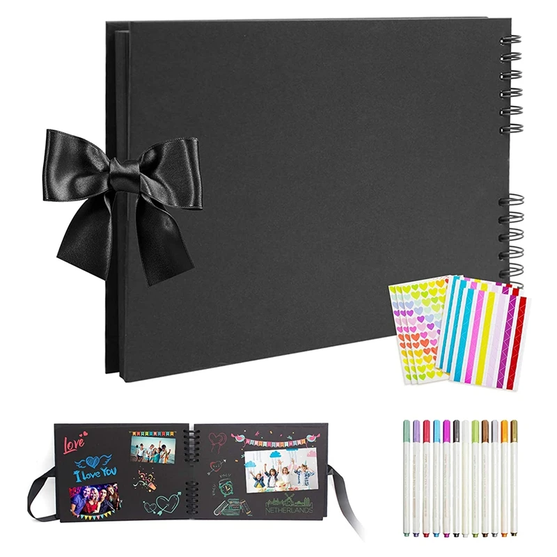Scrapbook Photo Album with 80 Pages/40 Sheets Hardcover Craft Pages DIY Memory Books with Metallic Marker Pens
Scrapbook Photo Album with 80 Pages/40 Sheets Hardcover Craft Pages DIY Memory Books with Metallic Marker Pens