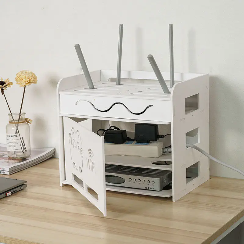 Настольный белый ящик для хранения Wi Fi роутера штекер питания провод Офисная