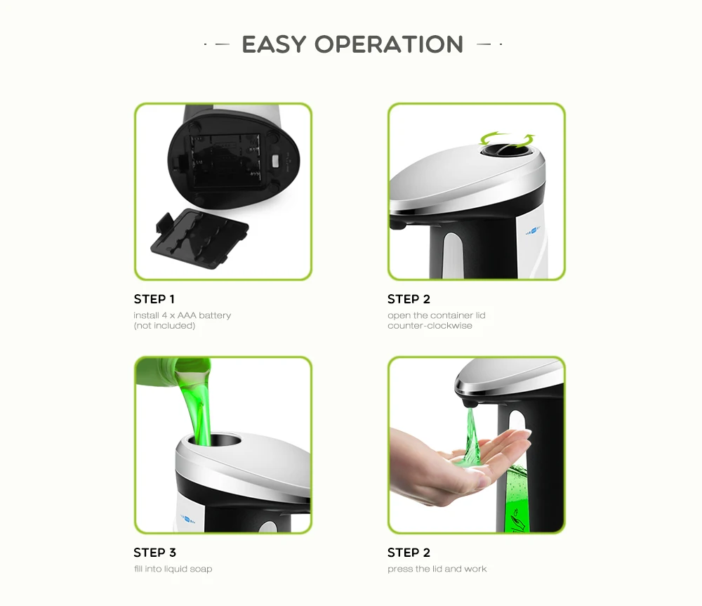 Automatic Liquid Soap Dispenser 400Ml Smart Touchless Infrared Motion Sensor Sanitizer Dispensador for Kitchen Bathroom Washroom
Automatic Liquid Soap Dispenser 400Ml Smart Touchless Infrared Motion Sensor Sanitizer Dispensador for Kitchen Bathroom Washroom
