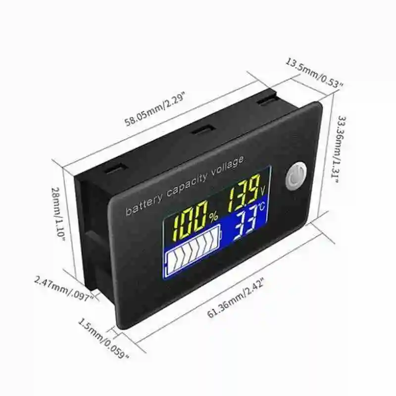 12V Battery Level Detector Digital LCD Battery Capacity Meter Voltage Battery Watt-hour Indicator Status Display Tester X2J9
12V Battery Level Detector Digital LCD Battery Capacity Meter Voltage Battery Watt-hour Indicator Status Display Tester X2J9