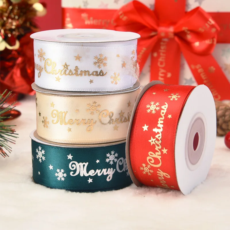 

10 Yards/Roll Merry Christmas Ribbons Gift Boxes Wrapping Ribbon for Home Xmas Party Festival Decoration DIY Crafts Ribbon 2.5cm
