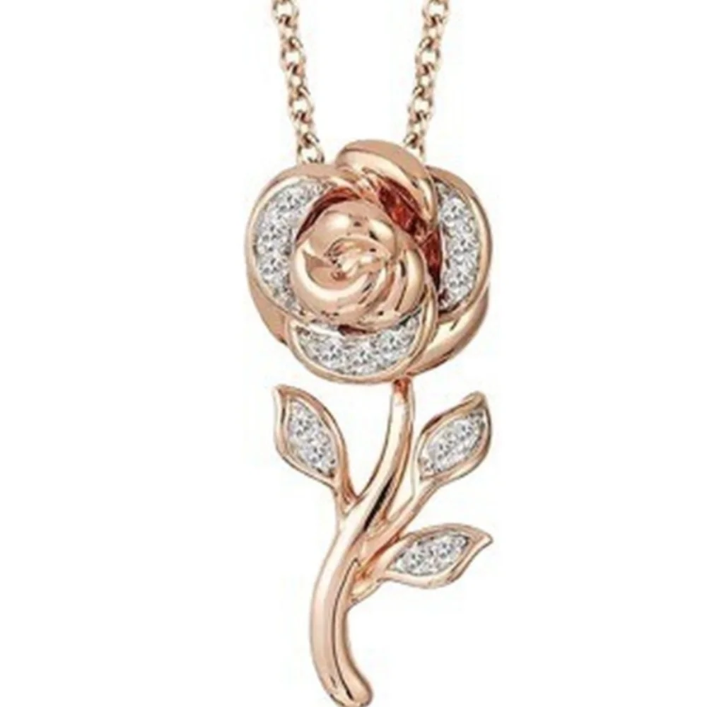 Fashion New Romantic Rose Gold Color Beautiful Rose Flower Inlaid Crystal Rhinestone Pendant Necklace for Women Party Jewelry
Fashion New Romantic Rose Gold Color Beautiful Rose Flower Inlaid Crystal Rhinestone Pendant Necklace for Women Party Jewelry