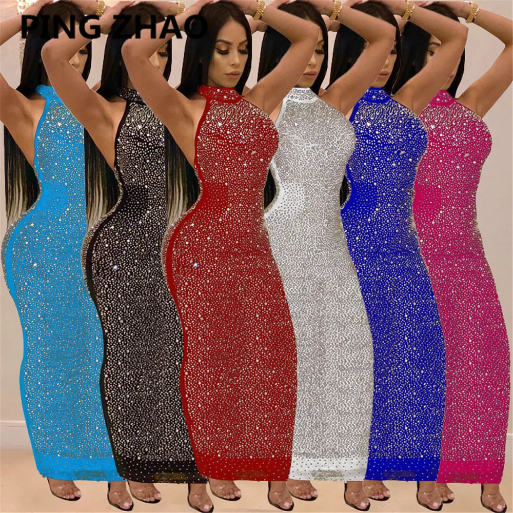 PING ZHAO Shiny Diamond Backless Maxi Long Dress Sexy Sheer Mesh See Through Elegant Evening Party Club Dresses Women Vestidos
PING ZHAO Shiny Diamond Backless Maxi Long Dress Sexy Sheer Mesh See Through Elegant Evening Party Club Dresses Women Vestidos