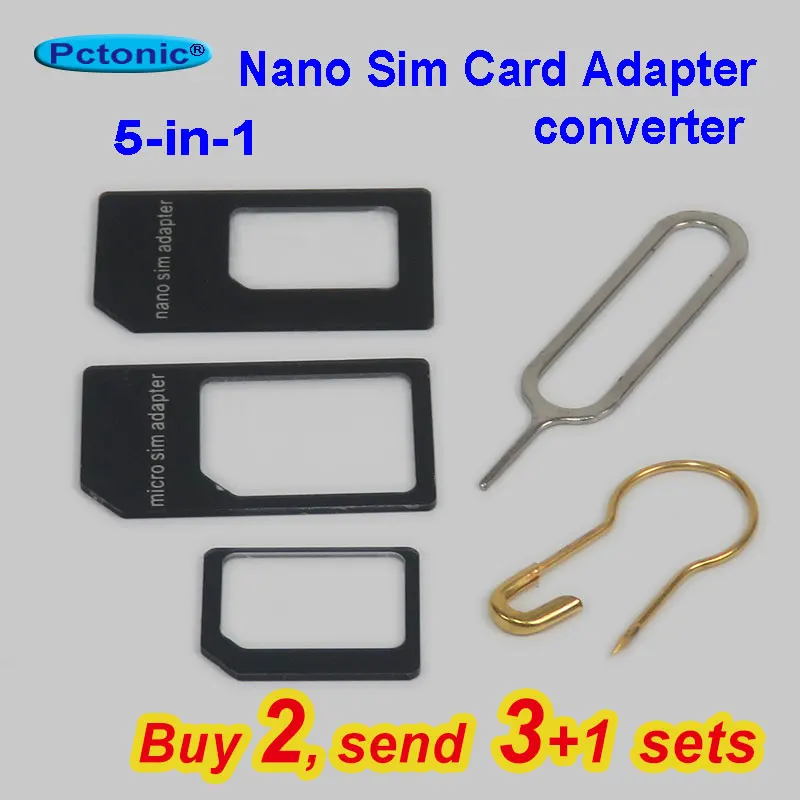 

PCTONIC Nano Sim Card Adapter standard micro sim card fitting cutting with Tray Eject needle Pin tool for iphone samsung