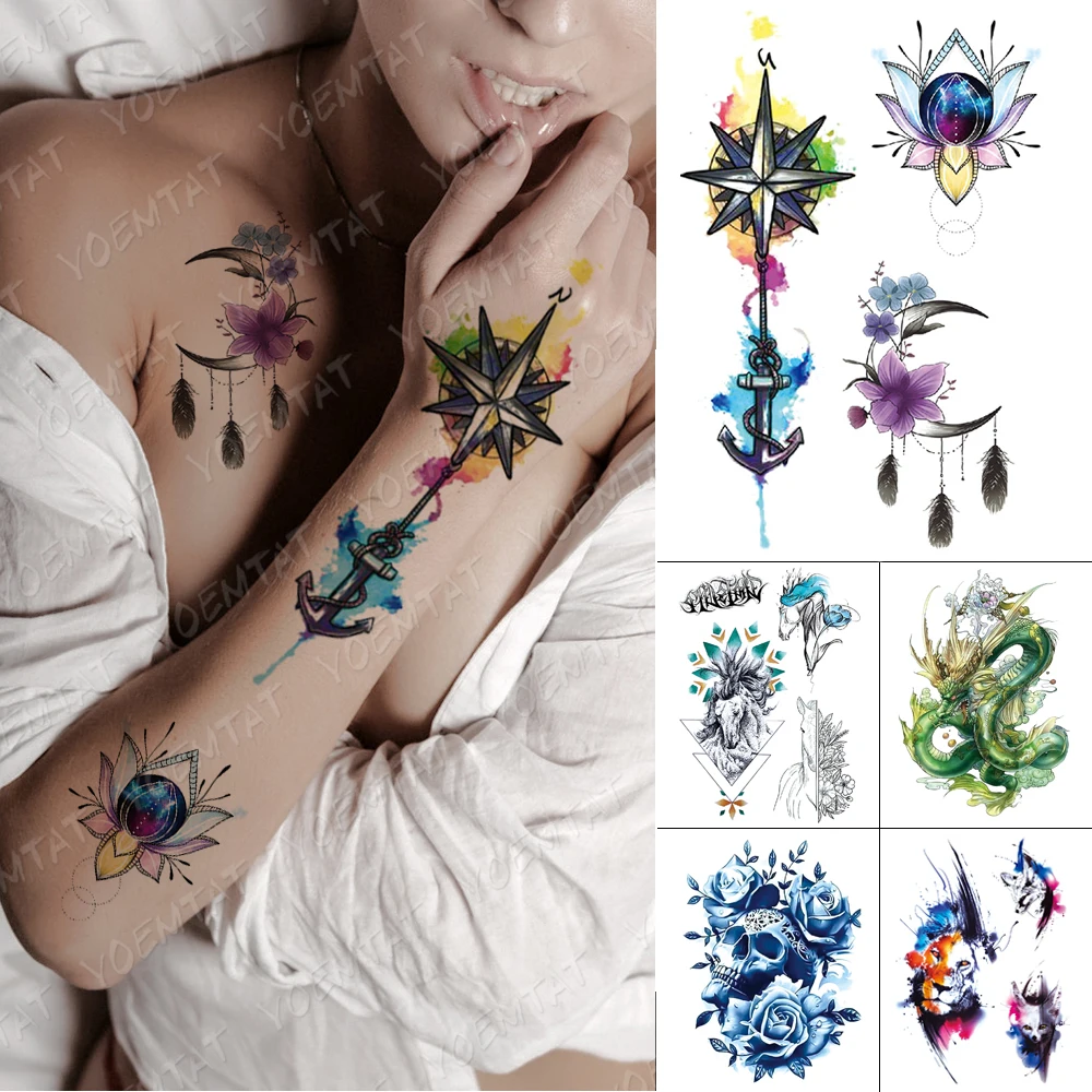 Waterproof Temporary Tattoo Stickers Gear Anchor Ship Moon Flower Feather Lotus Flash Tattoos Woman Arm Body Art Fake Tatoo Male
Waterproof Temporary Tattoo Stickers Gear Anchor Ship Moon Flower Feather Lotus Flash Tattoos Woman Arm Body Art Fake Tatoo Male