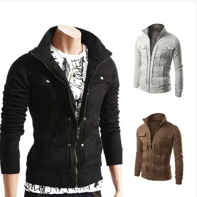 Men's fashion stand-collar cardigan sweater jacket decorative buttons sweater 2017 New