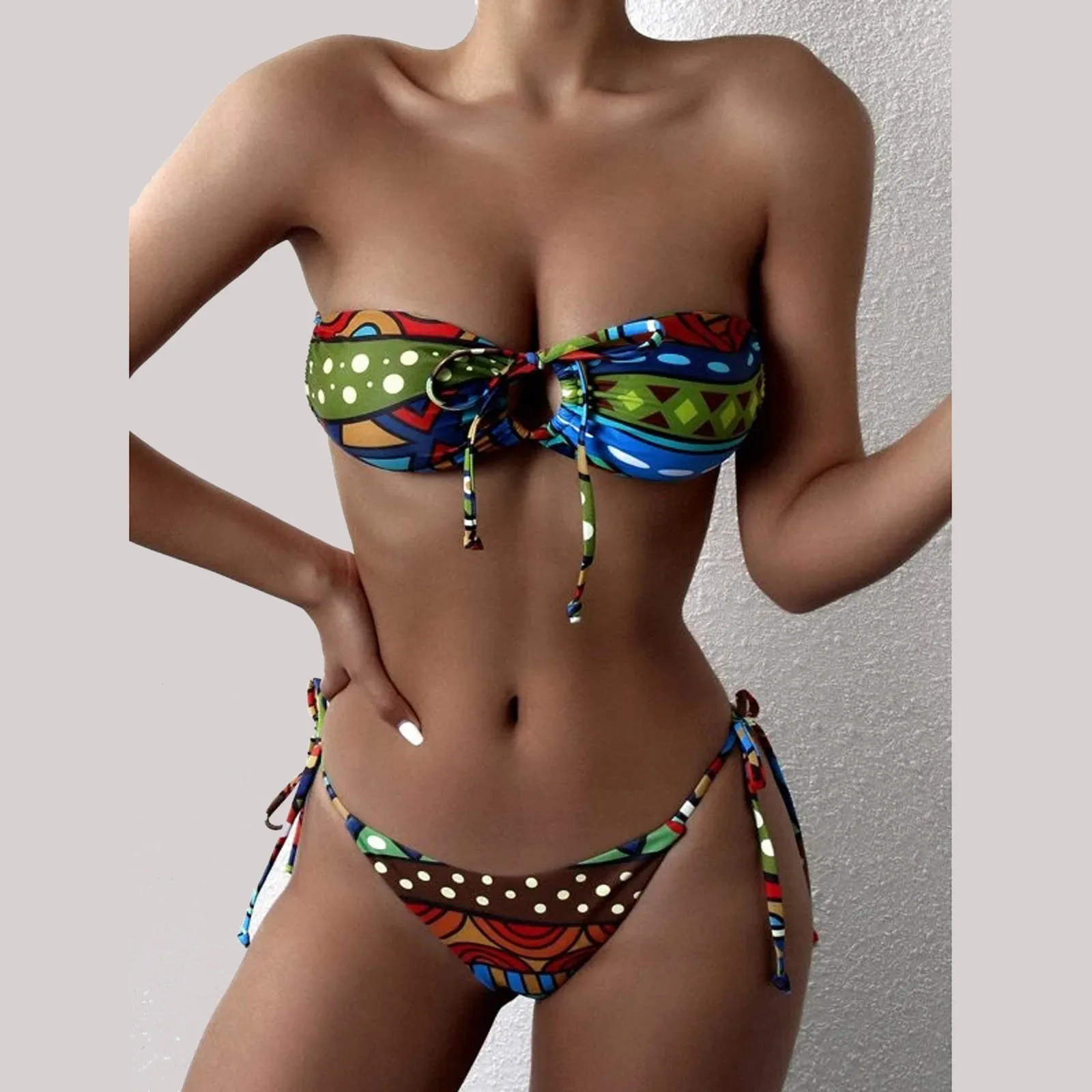Women Swimsuit 2021 Fashion Sexy Boho Style Geometric Print Bandeau Tie Side Swimsuit Woman Bikini Beachwear Female Swimwear
Women Swimsuit 2021 Fashion Sexy Boho Style Geometric Print Bandeau Tie Side Swimsuit Woman Bikini Beachwear Female Swimwear
