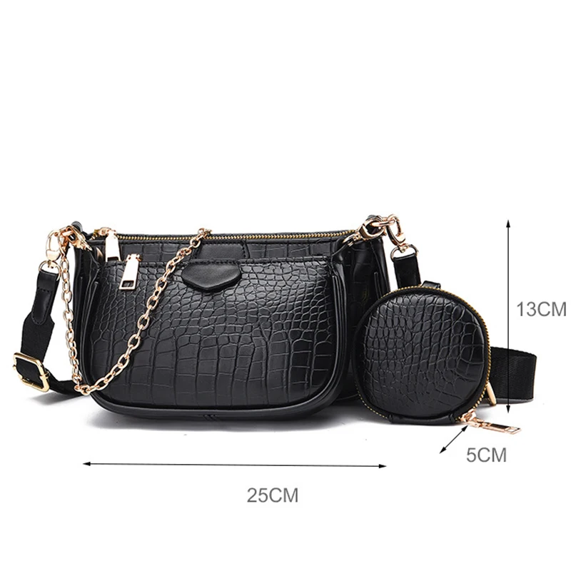 3pcs Set Crocodile Pattern Crossbody Bag Women PU Leather Shoulder Bag Luxury Chains Handbag Female Armpit Bag Lady Purse bolso
3pcs Set Crocodile Pattern Crossbody Bag Women PU Leather Shoulder Bag Luxury Chains Handbag Female Armpit Bag Lady Purse bolso