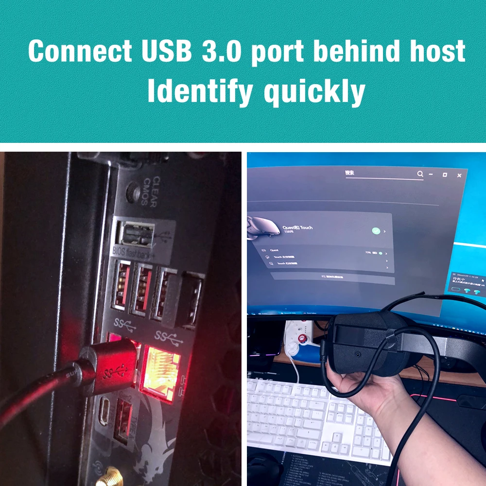 10ft(3m)/13ft(4m) Oculus Quest Link High Speed Data Transfer & Fast Charging Type C Cable for Xiaomi Samsung Gaming PC VR
10ft(3m)/13ft(4m) Oculus Quest Link High Speed Data Transfer & Fast Charging Type C Cable for Xiaomi Samsung Gaming PC VR