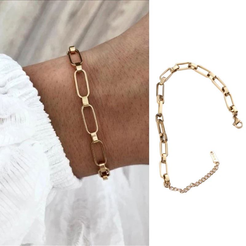 Hot Hip Hop Punk Link Thick Chain Bracelet Gold Color Stainless Steel Simple Bracelets for Women Fashion Jewelry
Hot Hip Hop Punk Link Thick Chain Bracelet Gold Color Stainless Steel Simple Bracelets for Women Fashion Jewelry