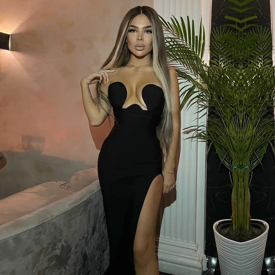 Adyce 2021 New Winter Women Black Strapless Bodycon Bandage Maxi Dress Sexy Sleeveless Club Celebrity Runway Party Long Dresses 
Adyce 2021 New Winter Women Black Strapless Bodycon Bandage Maxi Dress Sexy Sleeveless Club Celebrity Runway Party Long Dresses