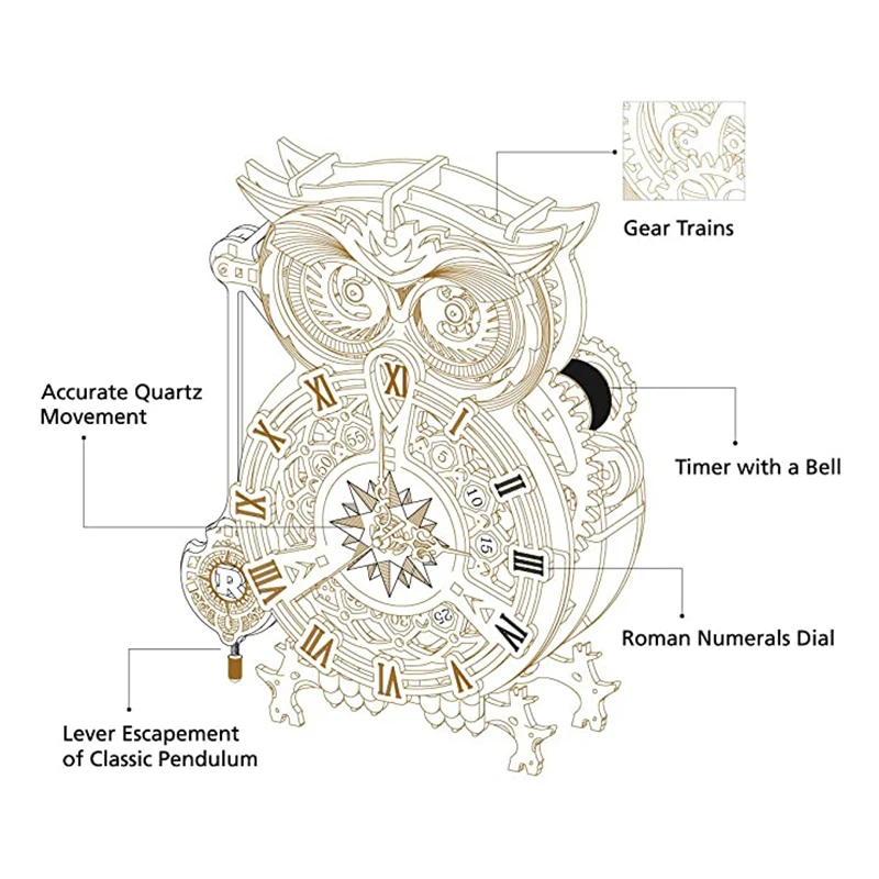 3D Wooden Puzzle Clock Model Kits Gift For Adults & Teens Owl Clock Home Accessories
3D Wooden Puzzle Clock Model Kits Gift For Adults & Teens Owl Clock Home Accessories