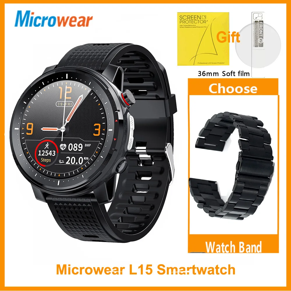 Оригинальный Microwear L15 SmartWatch ECG Heart Rate IP68 Водонепроницаемый кровяное давление