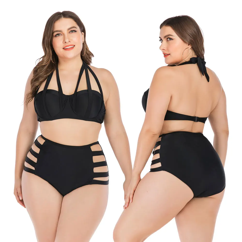 Women's Strappy Hollow Out Bikini Set Two Piece High Waisted Tummy Control Push Swimwear Plus Size Bathing Suit Solid Black
Women's Strappy Hollow Out Bikini Set Two Piece High Waisted Tummy Control Push Swimwear Plus Size Bathing Suit Solid Black