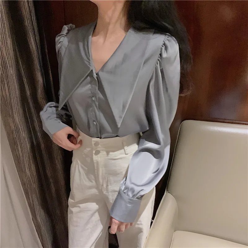 WICCON Women OL Shirt 2021 Spring New Solid Tops Peter Pan Collar Puff Long Sleeve Shirt Single Breasted Elegant Blouse
WICCON Women OL Shirt 2021 Spring New Solid Tops Peter Pan Collar Puff Long Sleeve Shirt Single Breasted Elegant Blouse