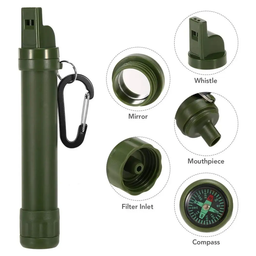Portable Personal Water Filter With Compass And Emergency Whistle For Outdoor Activities And Hiking 
Portable Personal Water Filter With Compass And Emergency Whistle For Outdoor Activities And Hiking