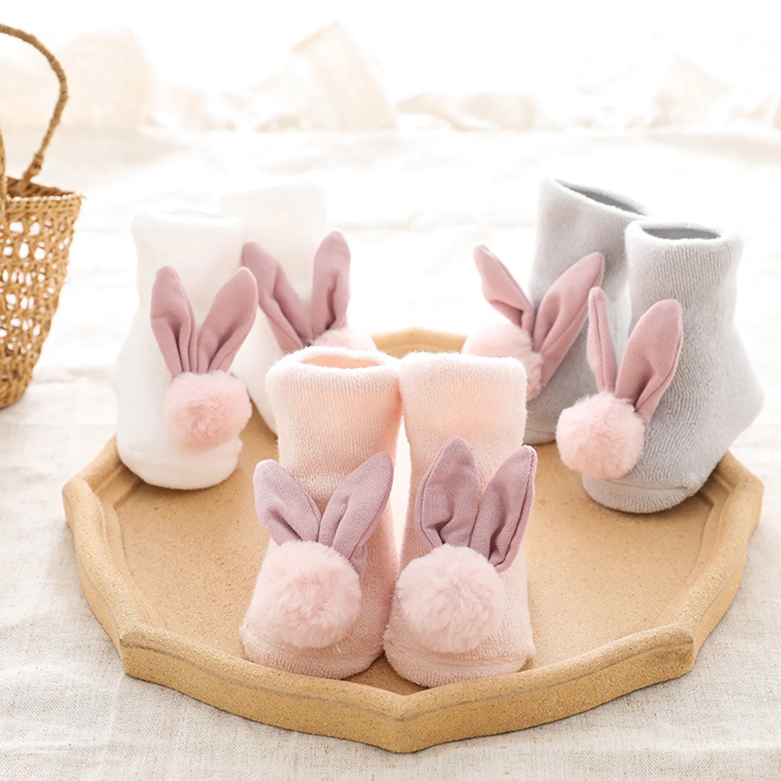 Baby Floor Socks Slipper Socks With Grips Winter Warm Knit Pom Crew Socks With Bunny Ears For 0-36 Months
Baby Floor Socks Slipper Socks With Grips Winter Warm Knit Pom Crew Socks With Bunny Ears For 0-36 Months