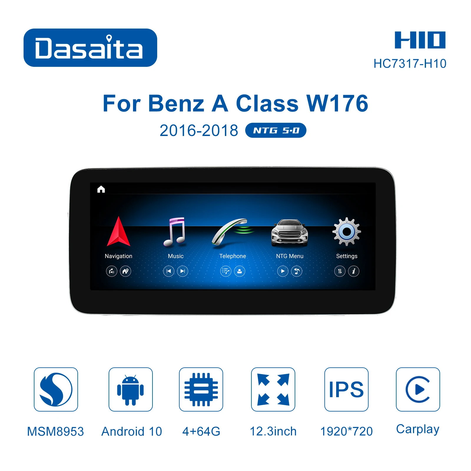 Dasaita Android 10.0 Multimedia Player Stereo Car Radio for Mercedes-Benz GLA G-Class A-Class 12.3" 1920*720 Carplay GPS MSM8953
Dasaita Android 10.0 Multimedia Player Stereo Car Radio for Mercedes-Benz GLA G-Class A-Class 12.3" 1920*720 Carplay GPS MSM8953