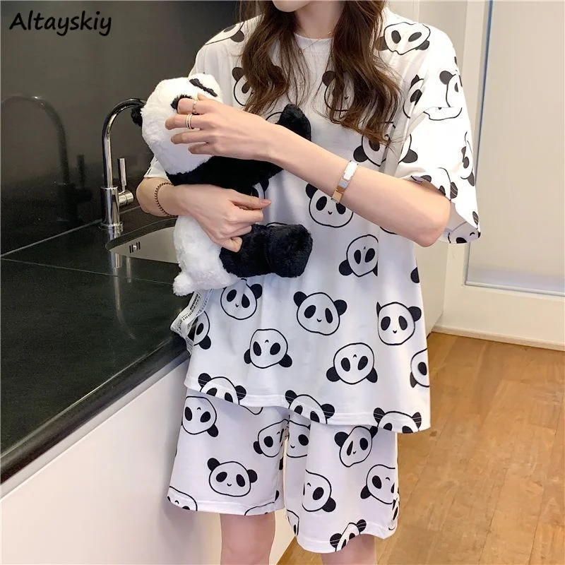 Pajama Sets Women Print Summer Fashionable Round Neck Sleepwear Female Simple Kawaii Japanese Style Student Cute Basic Clothing
Pajama Sets Women Print Summer Fashionable Round Neck Sleepwear Female Simple Kawaii Japanese Style Student Cute Basic Clothing