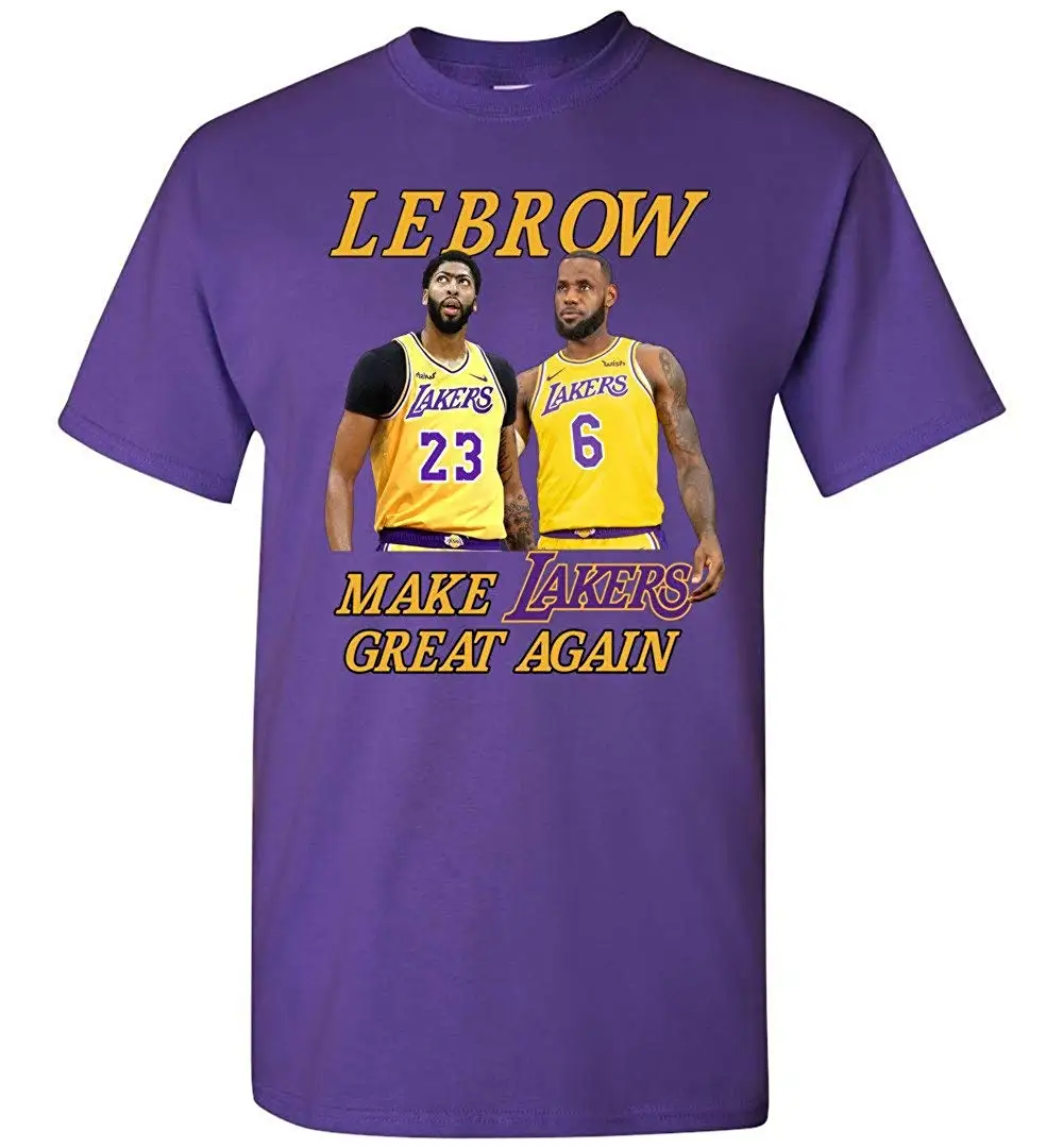 LubuTees Lebrow Make Laker Great опять Молодежная Футболка с коротким рукавом для взрослых 100%