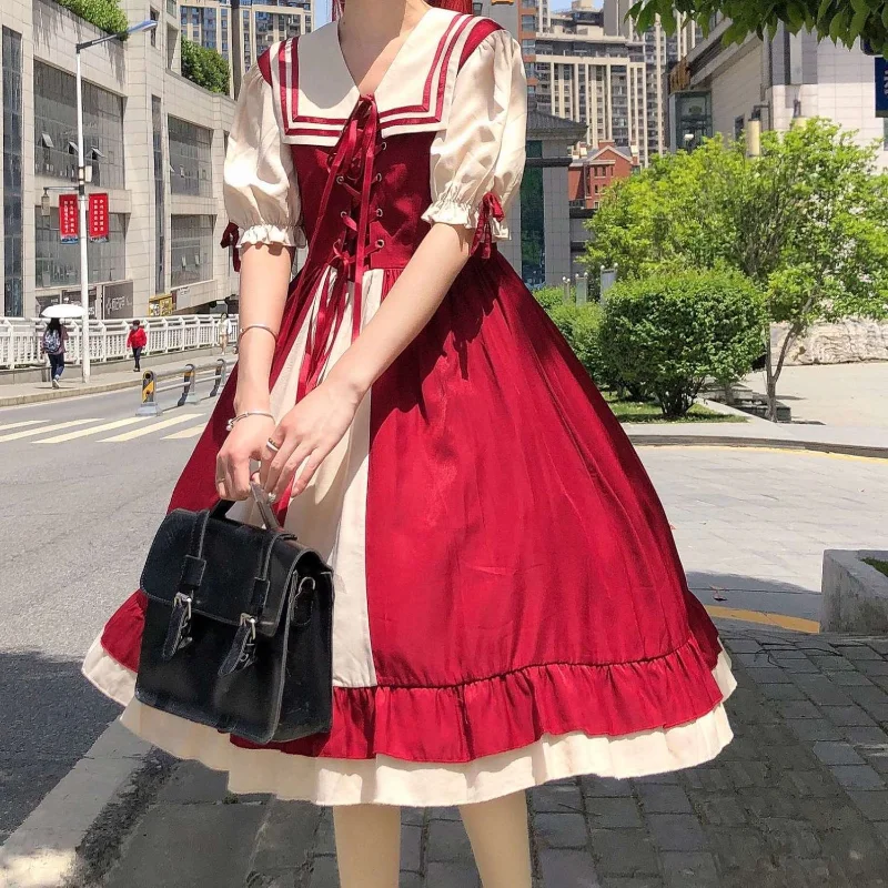 HOUZHOU Kawaii Lolita Dress Wonen Summer Sweet Cute Puff Sleeve Preppy Style Loli Midi Dresses Vintage Sundress Fashion 2021
HOUZHOU Kawaii Lolita Dress Wonen Summer Sweet Cute Puff Sleeve Preppy Style Loli Midi Dresses Vintage Sundress Fashion 2021