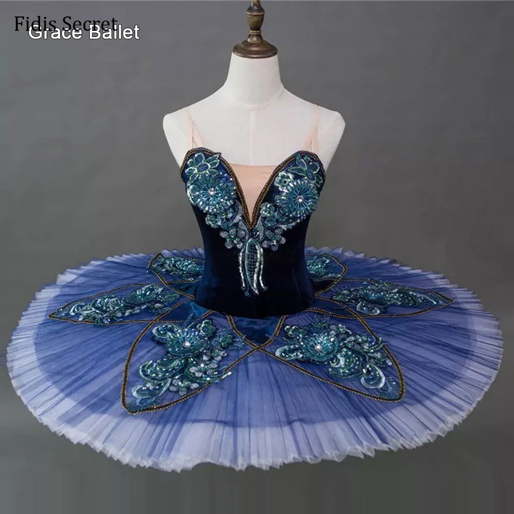 

Top Quality Professional Pancake Ballet Skirt,Blue Bird Competition Tutu Dress,Girls Ballerina YAGP Solo Performance Stage Wear