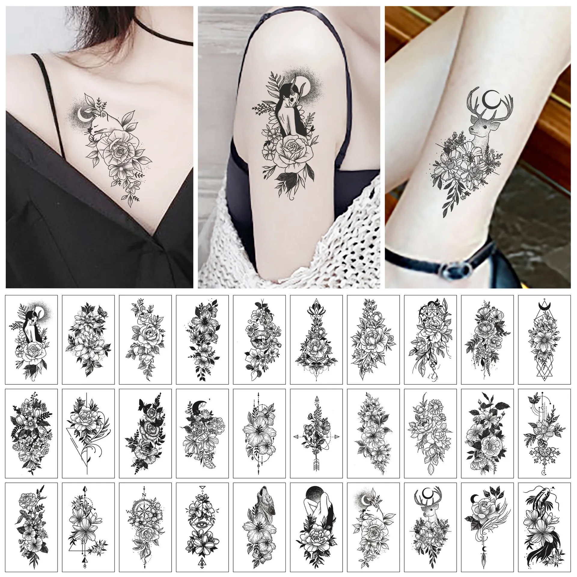 30 шт./набор женские Временные татуировки-наклейки | Красота и здоровье