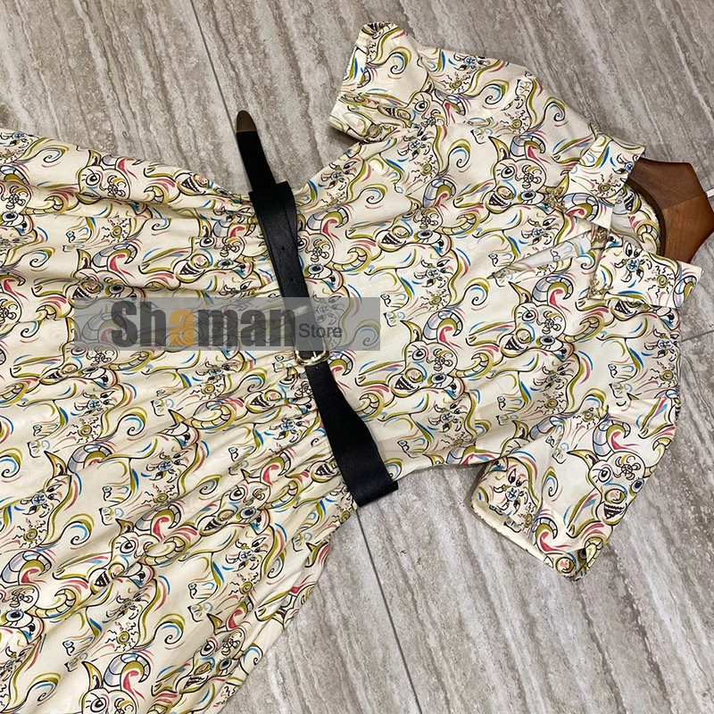 luxury designer 2021 Summer Cow Head Painted Digital Printed pure Cotton high end Dresses Women Slim Fit Big Swing party dress
luxury designer 2021 Summer Cow Head Painted Digital Printed pure Cotton high end Dresses Women Slim Fit Big Swing party dress