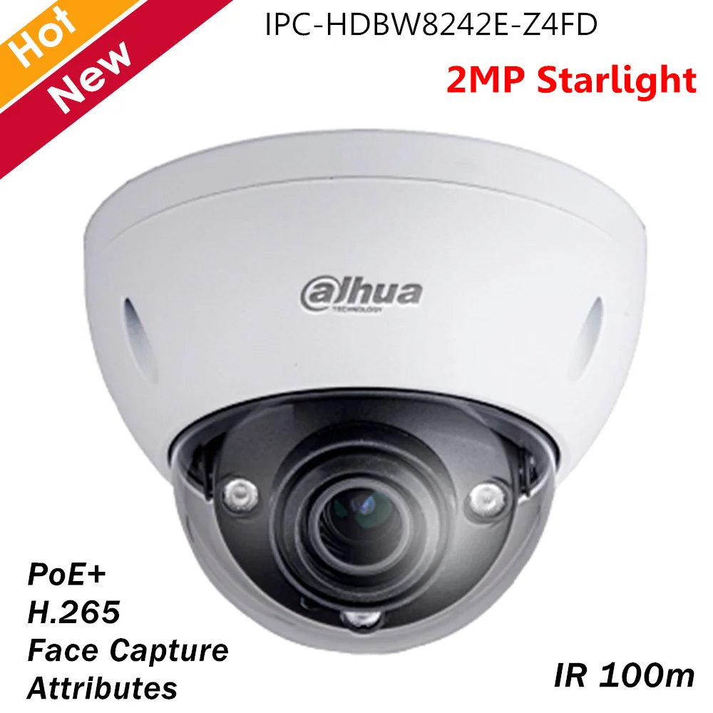 Dahua 2MP ip-камера PoE + купольная сетевая камера Starlight H.265 День Ночь поддержка sd-карты и