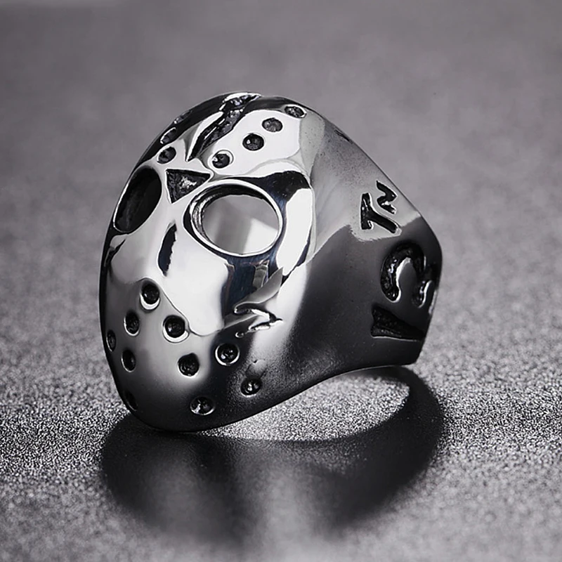 

Newest Black Friday Killer Jason Mask Ring Men's Stainless Steel Punk Ring Male Hip Hop Biker Jewelry Creativity Gift Wholesale