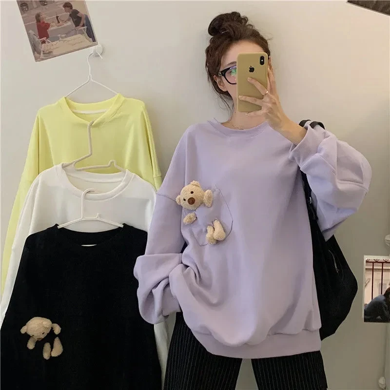 New Spring And Autumn Round Neck Thin Bear Sweater Women Loose Korean Fashion Version Long-Sleeved All-Match Jacket Top Tide
New Spring And Autumn Round Neck Thin Bear Sweater Women Loose Korean Fashion Version Long-Sleeved All-Match Jacket Top Tide