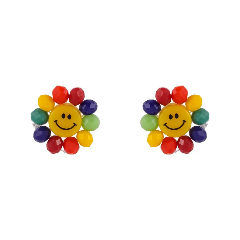 Minar Stylish Cute Funny Contrasted Sun Flower Smile Face Stud Earring for Women Exquisite Crystal Multicolor Earring Jewelry 
Minar Stylish Cute Funny Contrasted Sun Flower Smile Face Stud Earring for Women Exquisite Crystal Multicolor Earring Jewelry